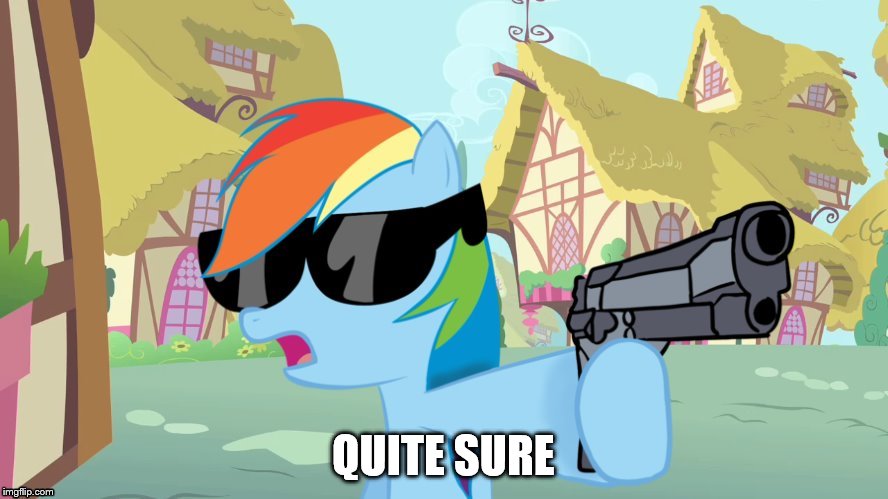 QUITE SURE | image tagged in rainbow dash say that again | made w/ Imgflip meme maker
