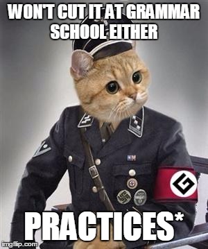 WON'T CUT IT AT GRAMMAR SCHOOL EITHER PRACTICES* | made w/ Imgflip meme maker