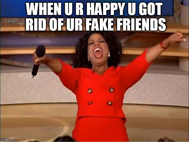 Oprah You Get A | WHEN U R HAPPY U GOT RID OF UR FAKE FRIENDS | image tagged in memes,oprah you get a | made w/ Imgflip meme maker