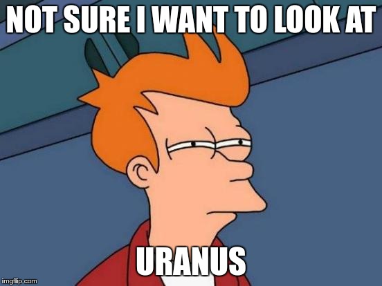 Futurama Fry Meme | NOT SURE I WANT TO LOOK AT URANUS | image tagged in memes,futurama fry | made w/ Imgflip meme maker