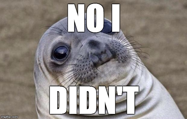 Awkward Moment Sealion Meme | NO I DIDN'T | image tagged in memes,awkward moment sealion | made w/ Imgflip meme maker