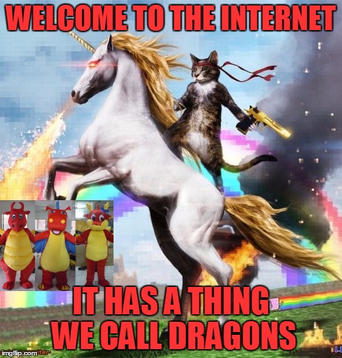 Welcome To The Internets Meme | WELCOME TO THE INTERNET; IT HAS A THING WE CALL DRAGONS | image tagged in memes,welcome to the internets,dragons | made w/ Imgflip meme maker