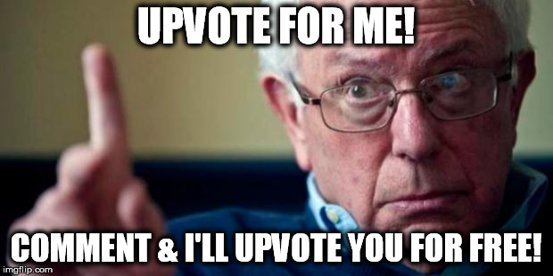 Bernie Panders | UPVOTE FOR ME! COMMENT & I'LL UPVOTE YOU FOR FREE! | image tagged in bernie sanders,upvote,upvotes,free,let's raise their taxes,tax,FreeKarma4U | made w/ Imgflip meme maker