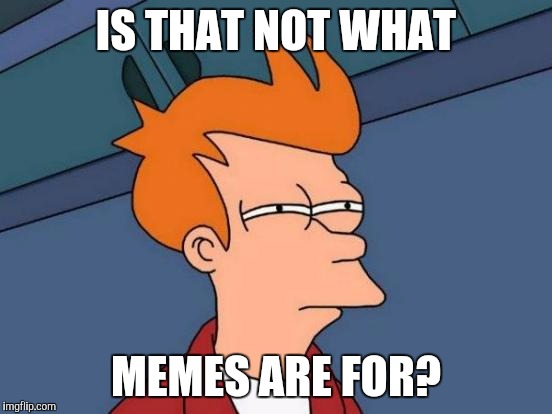 Futurama Fry Meme | IS THAT NOT WHAT; MEMES ARE FOR? | image tagged in memes,futurama fry | made w/ Imgflip meme maker