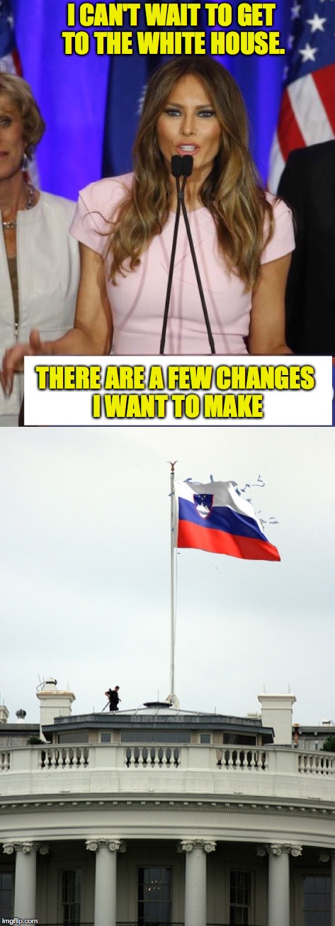 I claim this nation for Slovenia | I CAN'T WAIT TO GET TO THE WHITE HOUSE. THERE ARE A FEW CHANGES I WANT TO MAKE | image tagged in trump,whitehouse,flag,slovenia | made w/ Imgflip meme maker
