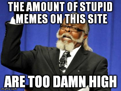 Too Damn High | THE AMOUNT OF STUPID MEMES ON THIS SITE; ARE TOO DAMN HIGH | image tagged in memes,too damn high | made w/ Imgflip meme maker