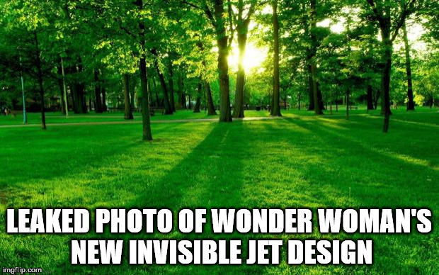 Leaked Studio Photos |  LEAKED PHOTO OF WONDER WOMAN'S NEW INVISIBLE JET DESIGN | image tagged in landscape,wonder woman | made w/ Imgflip meme maker