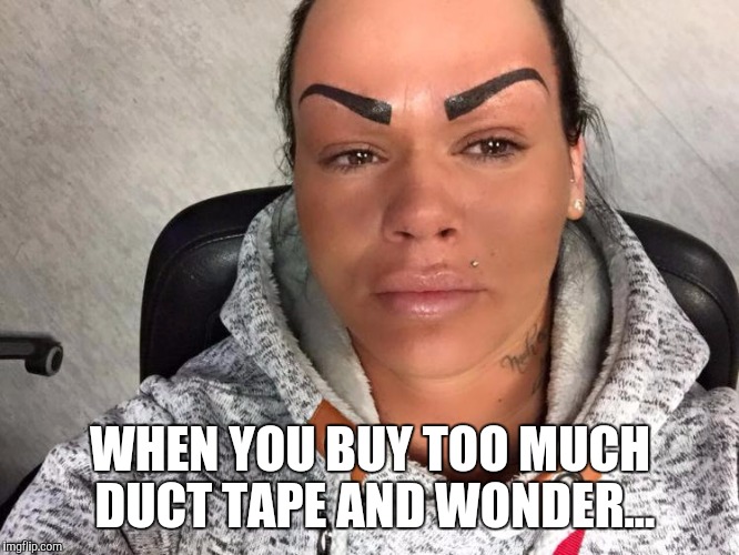 Memes | WHEN YOU BUY TOO MUCH DUCT TAPE AND WONDER... | image tagged in eyebrows | made w/ Imgflip meme maker