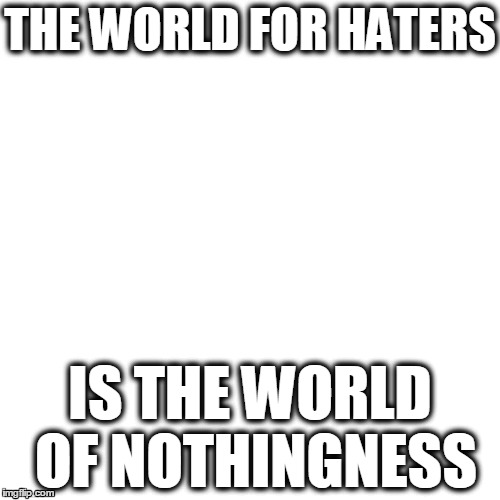safe haven for haters | THE WORLD FOR HATERS; IS THE WORLD OF NOTHINGNESS | image tagged in brony | made w/ Imgflip meme maker