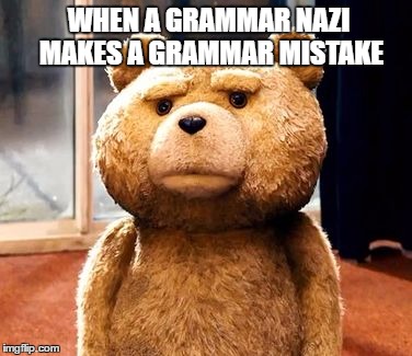 TED | WHEN A GRAMMAR NAZI MAKES A GRAMMAR MISTAKE | image tagged in memes,ted | made w/ Imgflip meme maker