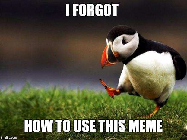 Unpopular Opinion Puffin | I FORGOT; HOW TO USE THIS MEME | image tagged in memes,unpopular opinion puffin,AdviceAnimals | made w/ Imgflip meme maker