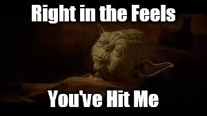 Right in the Feels; You've Hit Me | image tagged in yoda dying | made w/ Imgflip meme maker