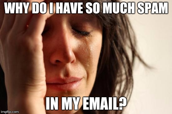 Too much spam! | WHY DO I HAVE SO MUCH SPAM; IN MY EMAIL? | image tagged in memes,first world problems,spammers,email | made w/ Imgflip meme maker