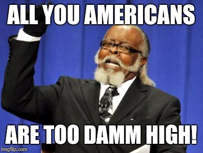 Too Damn High Meme | ALL YOU AMERICANS; ARE TOO DAMM HIGH! | image tagged in memes,too damn high | made w/ Imgflip meme maker