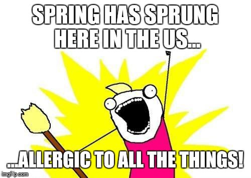 X All The Y | SPRING HAS SPRUNG HERE IN THE US... ...ALLERGIC TO ALL THE THINGS! | image tagged in memes,x all the y,AdviceAnimals | made w/ Imgflip meme maker