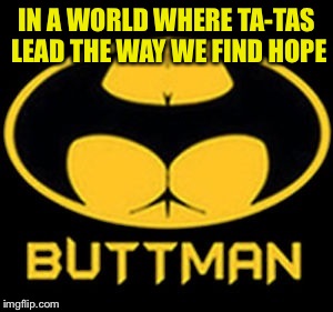A New Hero Is Born  | IN A WORLD WHERE TA-TAS LEAD THE WAY WE FIND HOPE | image tagged in batman logo,buttman,lol,memes | made w/ Imgflip meme maker