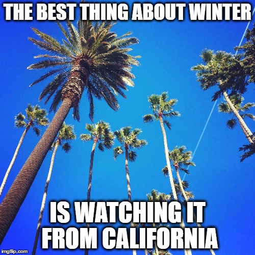 THE BEST THING ABOUT WINTER; IS WATCHING IT FROM CALIFORNIA | image tagged in winter from ca | made w/ Imgflip meme maker