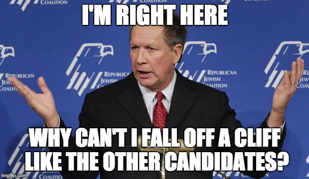 I'M RIGHT HERE WHY CAN'T I FALL OFF A CLIFF LIKE THE OTHER CANDIDATES? | made w/ Imgflip meme maker