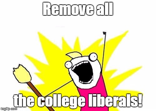 X All The Y Meme | Remove all the college liberals! | image tagged in memes,x all the y | made w/ Imgflip meme maker