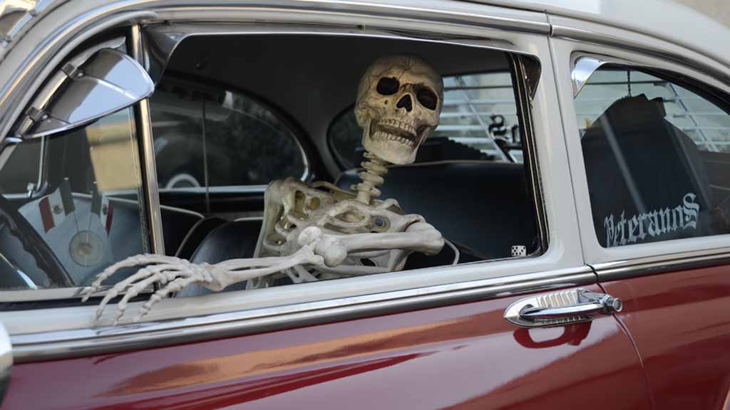 Waiting Skeleton Car Blank Meme Template