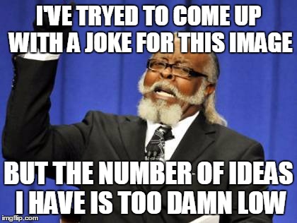 Too Damn High | I'VE TRYED TO COME UP WITH A JOKE FOR THIS IMAGE; BUT THE NUMBER OF IDEAS I HAVE IS TOO DAMN LOW | image tagged in memes,too damn high | made w/ Imgflip meme maker