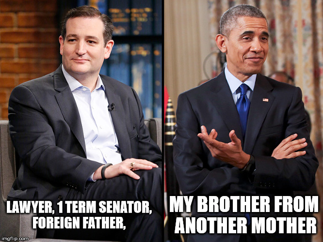 MY BROTHER FROM ANOTHER MOTHER; LAWYER, 1 TERM SENATOR, FOREIGN FATHER, | image tagged in cruzomma | made w/ Imgflip meme maker