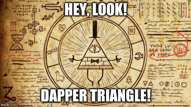 Bill from Gravity Falls  | HEY, LOOK! DAPPER TRIANGLE! | image tagged in bill from gravity falls | made w/ Imgflip meme maker