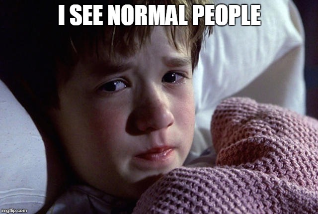 I SEE NORMAL PEOPLE | image tagged in kido | made w/ Imgflip meme maker