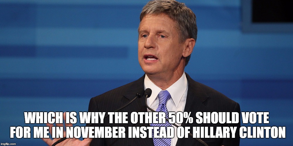 Electable Gary | WHICH IS WHY THE OTHER 50% SHOULD VOTE FOR ME IN NOVEMBER INSTEAD OF HILLARY CLINTON | image tagged in electable gary | made w/ Imgflip meme maker