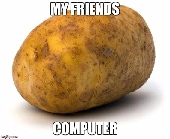 I am a potato | MY FRIENDS; COMPUTER | image tagged in i am a potato | made w/ Imgflip meme maker