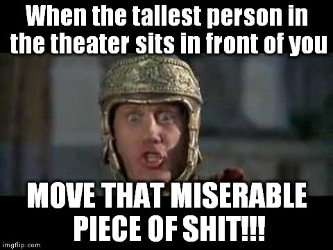 A Matter of Height  | When the tallest person in the theater sits in front of you; MOVE THAT MISERABLE PIECE OF SHIT!!! | image tagged in move that miserable piece of shit,memes,funny,movies | made w/ Imgflip meme maker