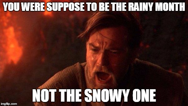 You Were The Chosen One (Star Wars) | YOU WERE SUPPOSE TO BE THE RAINY MONTH; NOT THE SNOWY ONE | image tagged in memes,you were the chosen one star wars | made w/ Imgflip meme maker