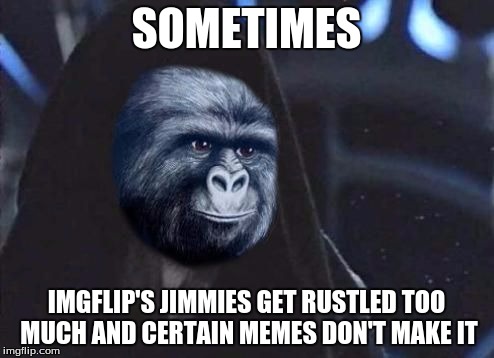 Emperor Rustling | SOMETIMES IMGFLIP'S JIMMIES GET RUSTLED TOO MUCH AND CERTAIN MEMES DON'T MAKE IT | image tagged in emperor rustling | made w/ Imgflip meme maker