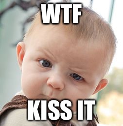 Skeptical Baby | WTF; KISS IT | image tagged in memes,skeptical baby | made w/ Imgflip meme maker