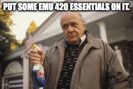 windex | PUT SOME EMU 420 ESSENTIALS ON IT. | image tagged in windex | made w/ Imgflip meme maker