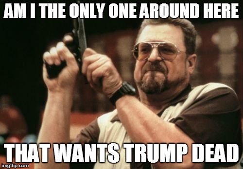 Am I The Only One Around Here Meme | AM I THE ONLY ONE AROUND HERE THAT WANTS TRUMP DEAD | image tagged in memes,am i the only one around here | made w/ Imgflip meme maker