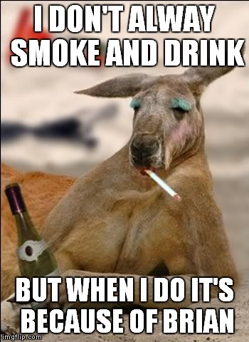I DON'T ALWAY SMOKE AND DRINK BUT WHEN I DO IT'S BECAUSE OF BRIAN | made w/ Imgflip meme maker