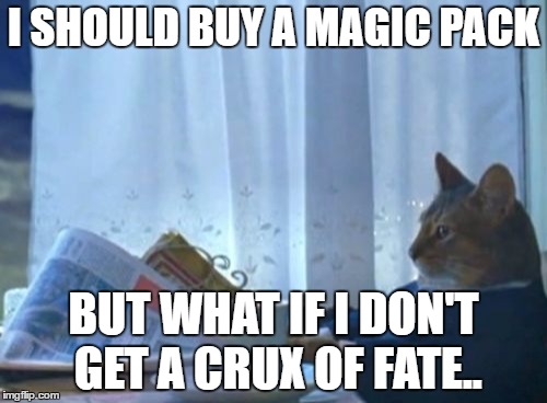 I Should Buy A Boat Cat | I SHOULD BUY A MAGIC PACK; BUT WHAT IF I DON'T GET A CRUX OF FATE.. | image tagged in memes,i should buy a boat cat | made w/ Imgflip meme maker
