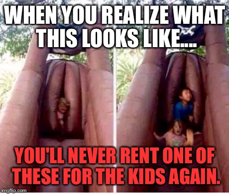 Look at it. Think about babies. Then look again... | WHEN YOU REALIZE WHAT THIS LOOKS LIKE.... YOU'LL NEVER RENT ONE OF THESE FOR THE KIDS AGAIN. | image tagged in memes,playground,fails | made w/ Imgflip meme maker