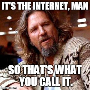 The Dude | IT'S THE INTERNET, MAN; SO THAT'S WHAT YOU CALL IT. | image tagged in the dude | made w/ Imgflip meme maker