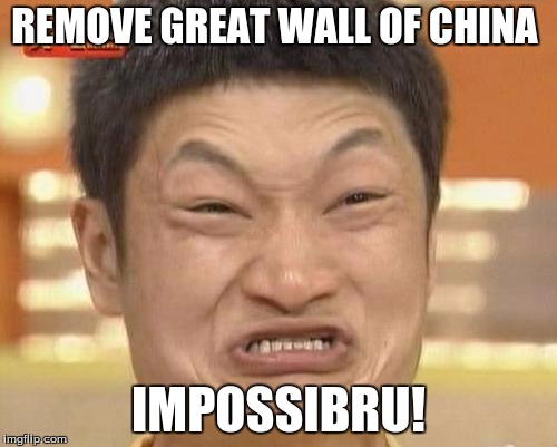 Impossibru Guy Original Meme | REMOVE GREAT WALL OF CHINA; IMPOSSIBRU! | image tagged in memes,impossibru guy original | made w/ Imgflip meme maker