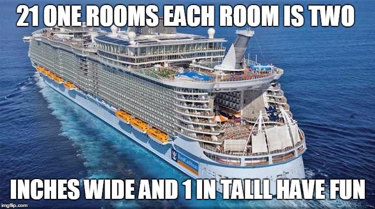 Allure of the Seas | 21 ONE ROOMS EACH ROOM IS TWO; INCHES WIDE AND 1 IN TALLL HAVE FUN | image tagged in allure of the seas | made w/ Imgflip meme maker