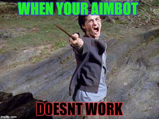 Harry Potter Yelling | WHEN YOUR AIMBOT; DOESNT WORK | image tagged in harry potter yelling | made w/ Imgflip meme maker