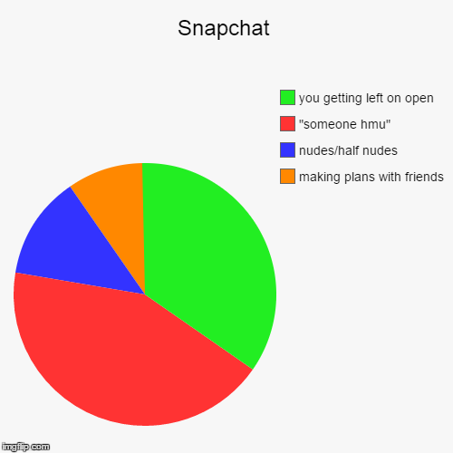 snapchat in a nutshell | image tagged in funny,pie charts | made w/ Imgflip chart maker