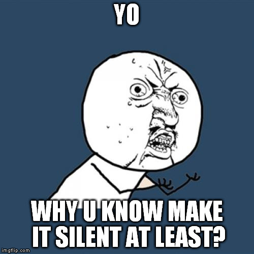 Y U No Meme | YO WHY U KNOW MAKE IT SILENT AT LEAST? | image tagged in memes,y u no | made w/ Imgflip meme maker