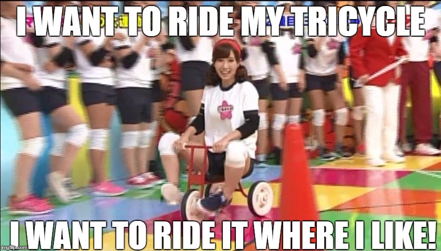 I WANT TO RIDE MY TRICYCLE; I WANT TO RIDE IT WHERE I LIKE! | made w/ Imgflip meme maker