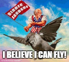 I BELIEVE I CAN FLY! | image tagged in birdie sanders,bernie sanders,bernie,birdiesanders,sanders,still sanders | made w/ Imgflip meme maker