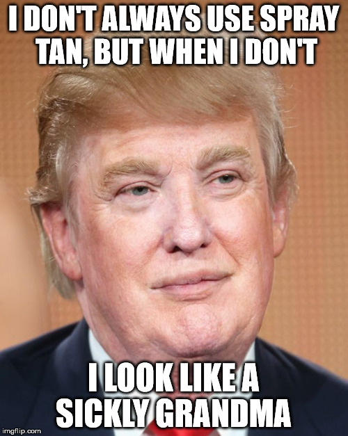 The Most Tanned Man in the World | I DON'T ALWAYS USE SPRAY TAN, BUT WHEN I DON'T; I LOOK LIKE A SICKLY GRANDMA | image tagged in the most interesting man in the world | made w/ Imgflip meme maker