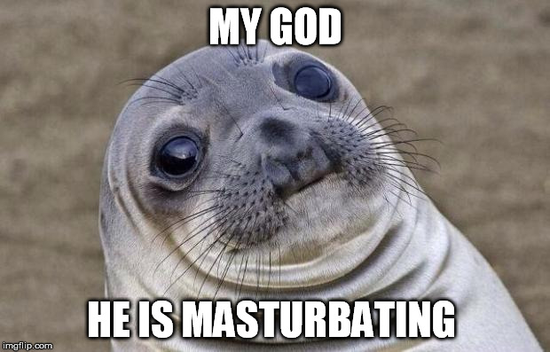 Awkward Moment Sealion Meme | MY GOD HE IS MASTURBATING | image tagged in memes,awkward moment sealion | made w/ Imgflip meme maker