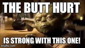 THE BUTT HURT  IS STRONG WITH THIS ONE!  | image tagged in master jedi  | made w/ Imgflip meme maker